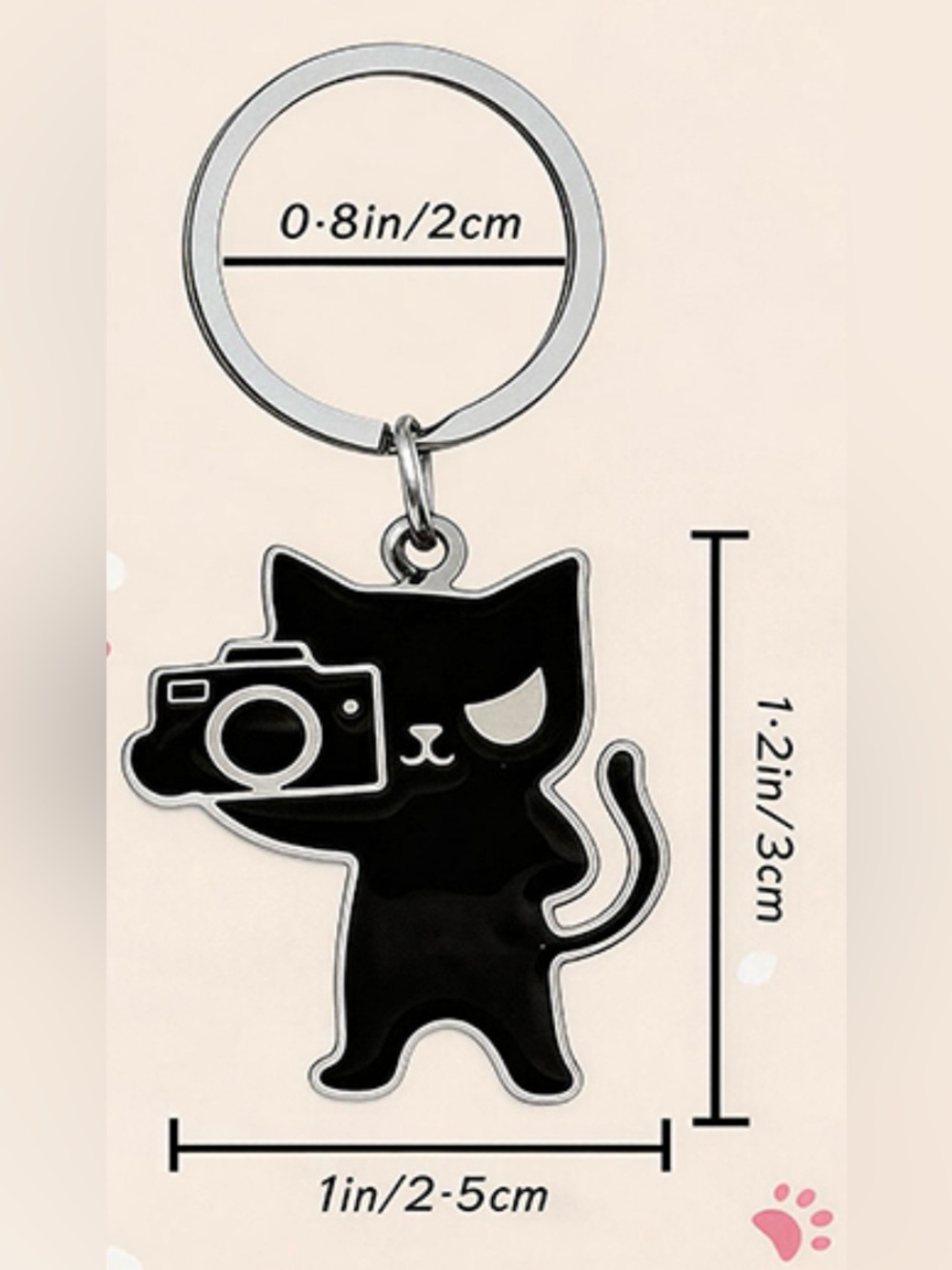 Camera Cat Keychain Bag Charm Black Cat Photographer - Picture 4 of 4